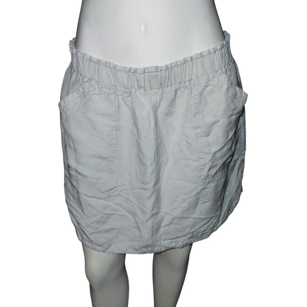 Banana Republic 100% linen skirt women's size 12 fully lined elastic waist